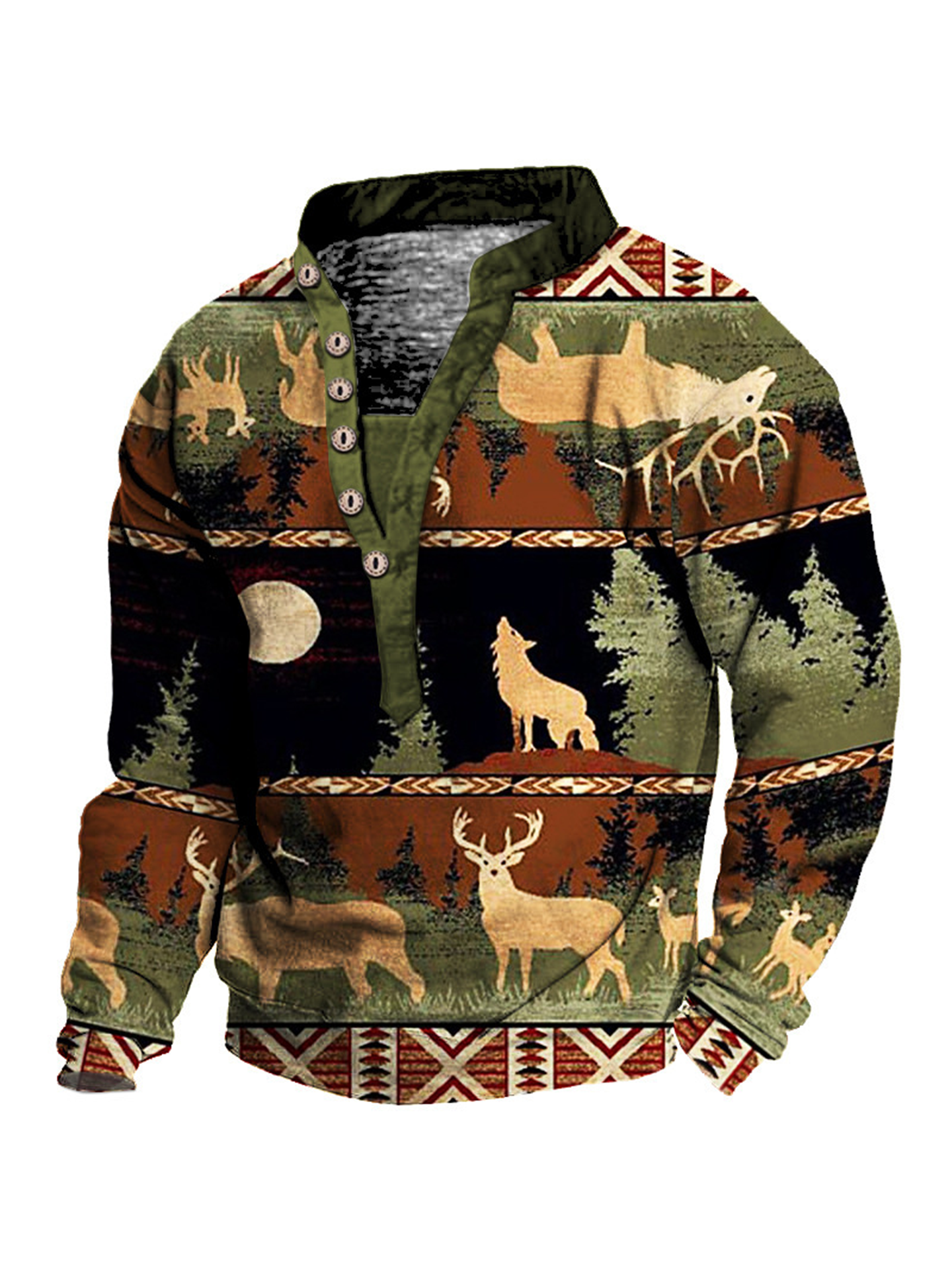 Men's Casual Zipper Pullover Long-sleeved Sweatshirt