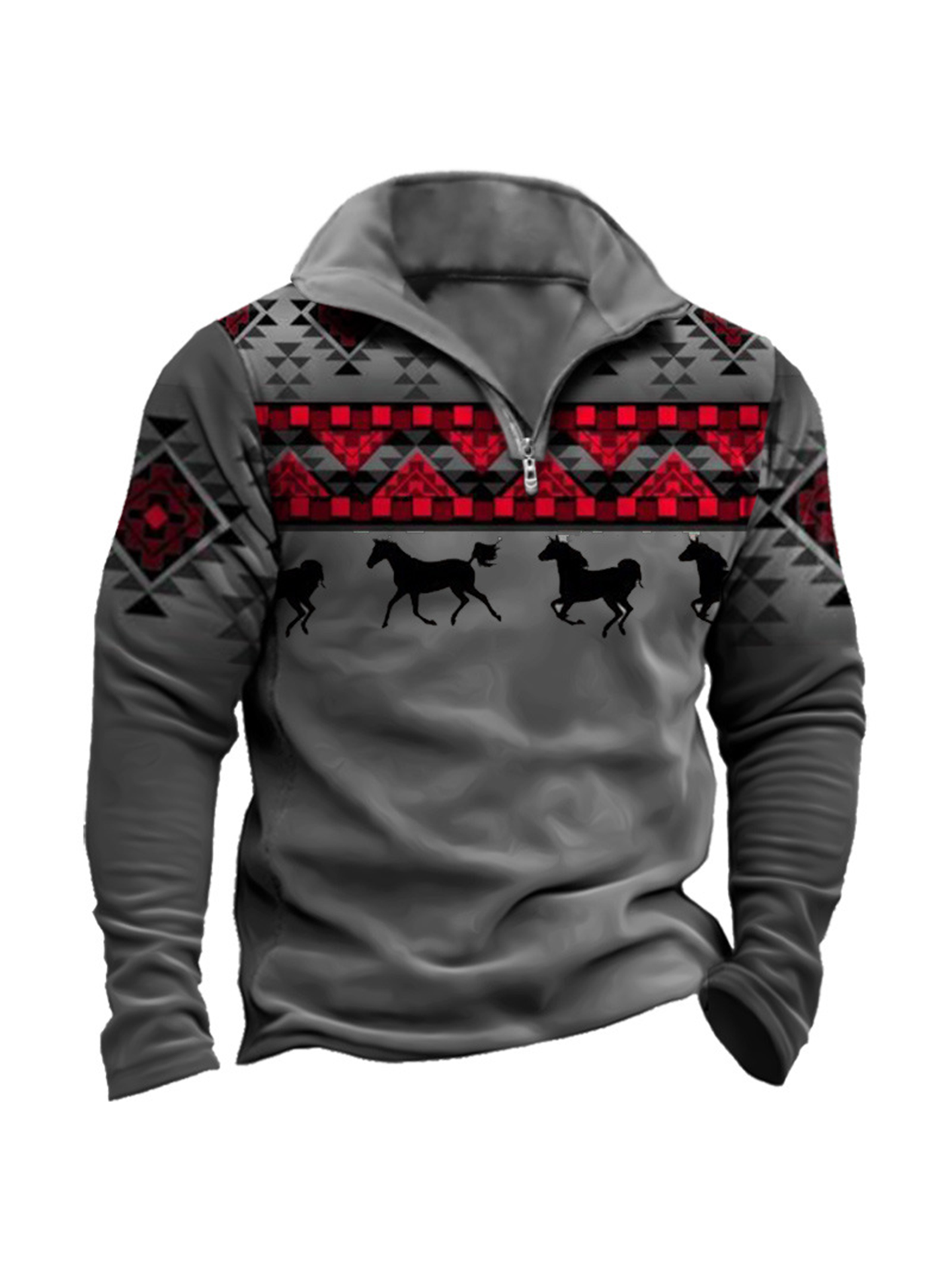 Men's 3D Digital Printed Half-zip Sweatshirt