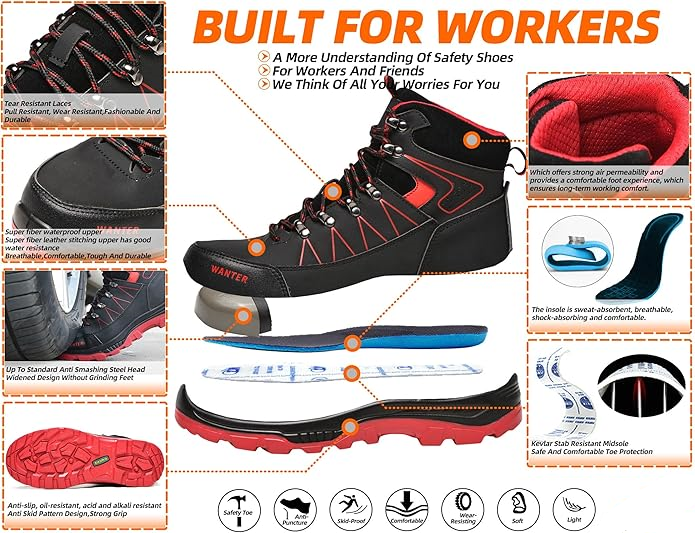 Men's Arch Support & Breathable and Light & Non-Slip Shoes - Proven Plantar Fasciitis, Foot and Heel Pain Relief