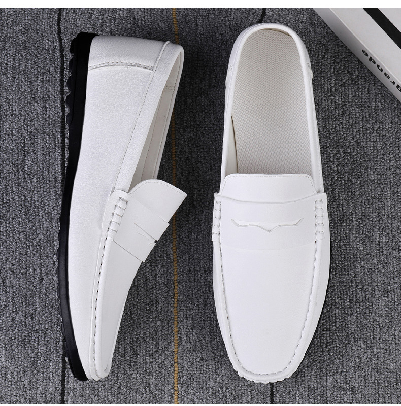 Luxury Men Leather Penny Loafers, Casual Straw Woven-Style Slip-On Flat Shoes With Convenient Elastic Band, Formal Shoes For Daily Wear, Wedding, Banquet, Office, Business Occasions In Spring And Autumn