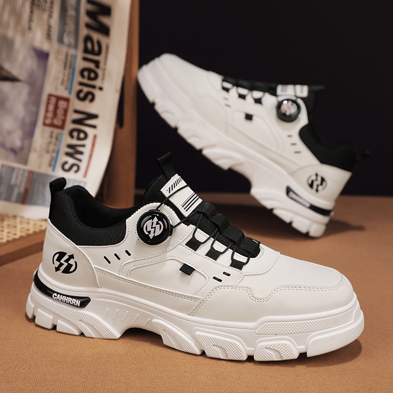 Orthopedic specialist recommended 2024 arch support leather rotary button sneakers