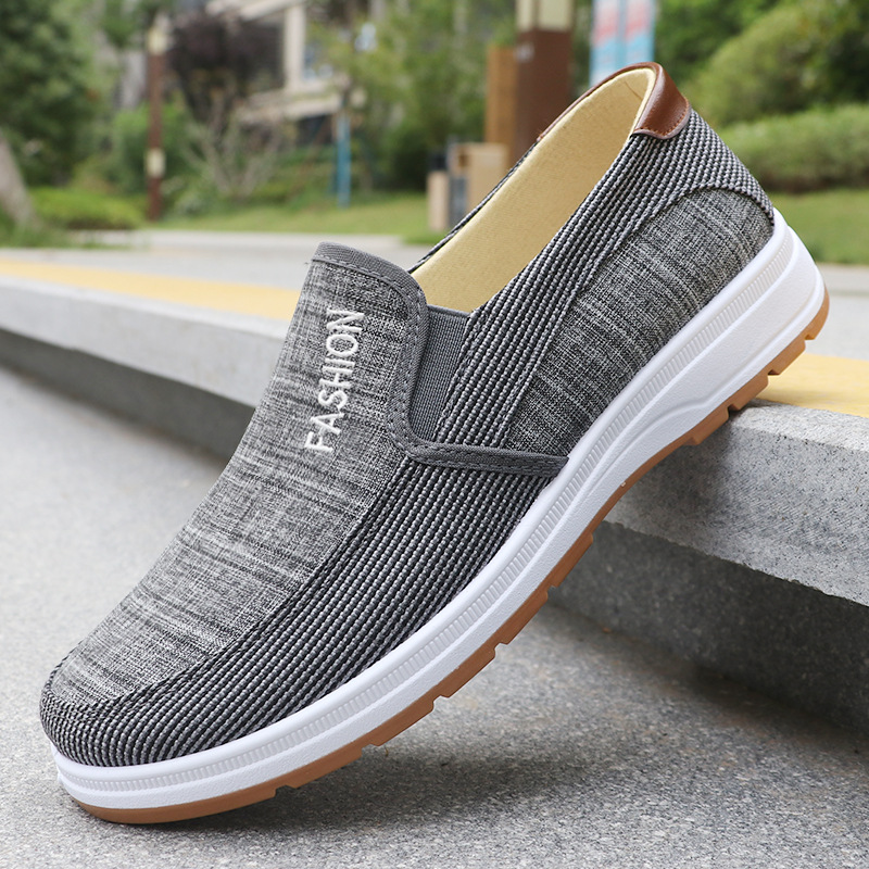 Men Canvas Shoes For Summer And Autumn With Arch Support,Breathable Fabric Upper Thick Sole Casual Sneakers