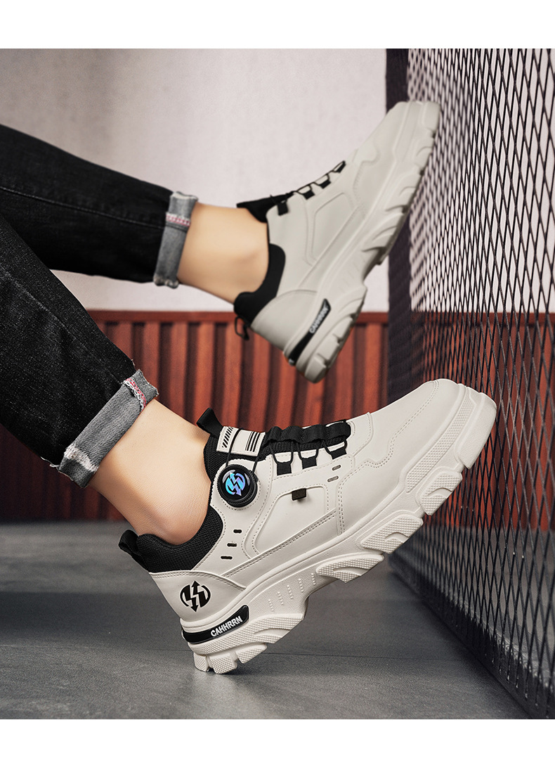 Orthopedic specialist recommended 2024 arch support leather rotary button sneakers