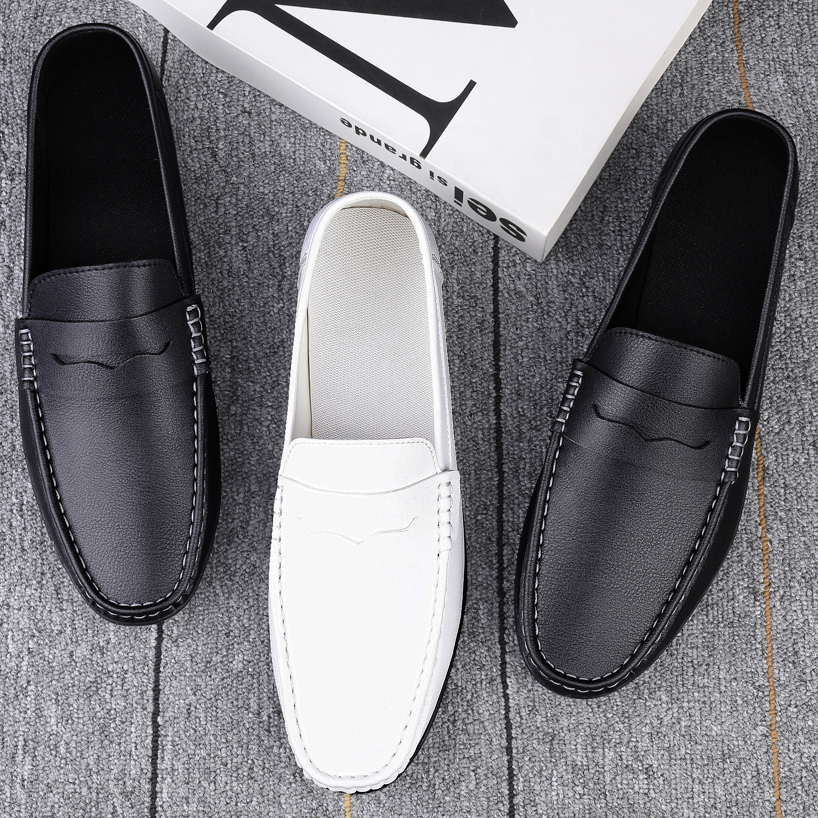 Luxury Men Leather Penny Loafers, Casual Straw Woven-Style Slip-On Flat Shoes With Convenient Elastic Band, Formal Shoes For Daily Wear, Wedding, Banquet, Office, Business Occasions In Spring And Autumn