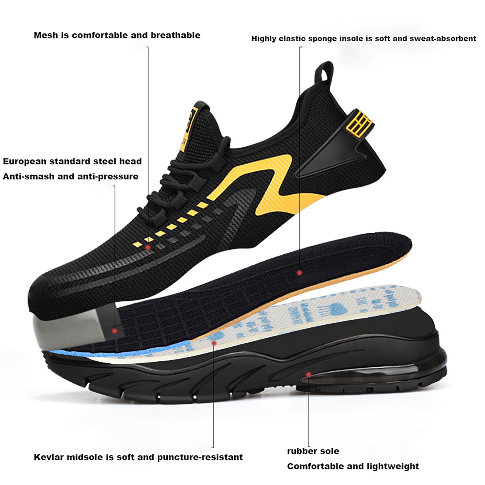 Men's Arch Support & Breathable and Light & Non-Slip Shoes - Proven Plantar Fasciitis, Foot and Heel Pain Relief