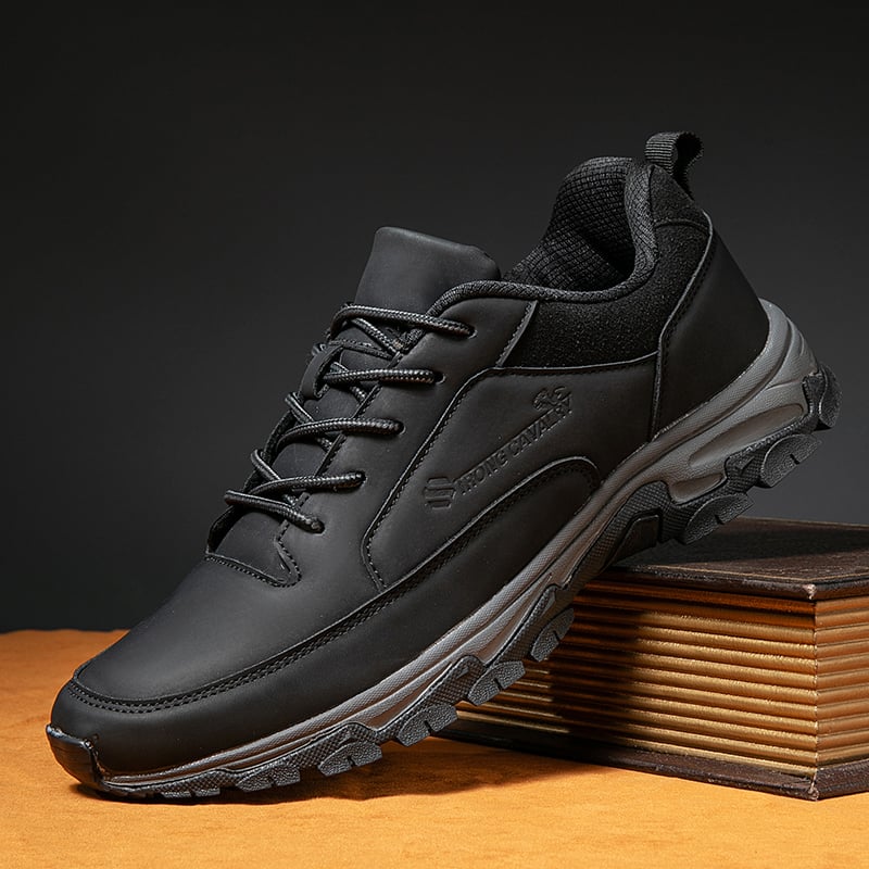 Comfortable men's leather orthopedic sneakers - with arch support and shock absorption