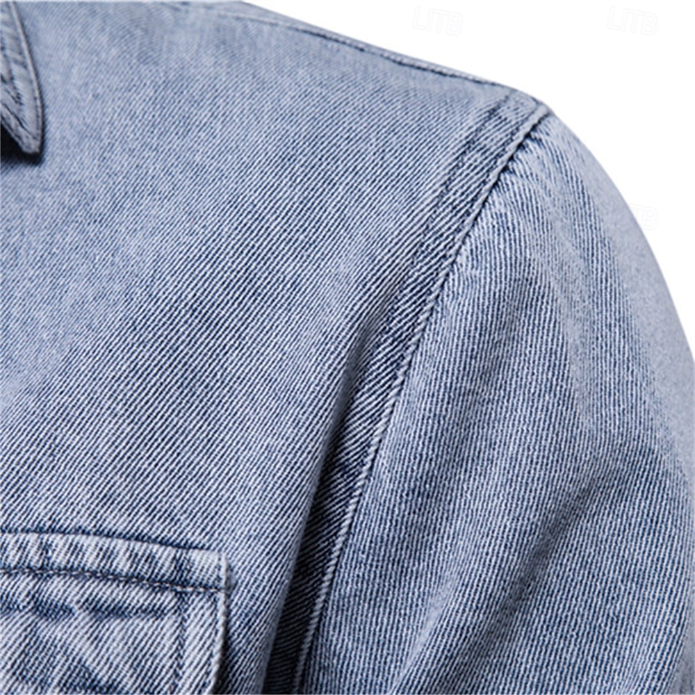 100% Cotton Denim Shirts Men Casual Solid Color Thick Long Sleeve Shirt for Men Spring High Quality Jeans Male Shirt 2024 - $39.99 &ndash;P3