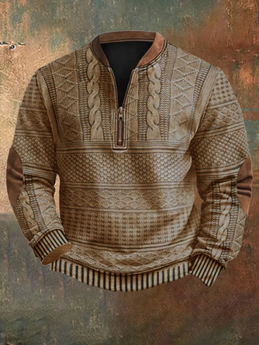 Men's Imitation Knitted Half-zip Sweatshirt