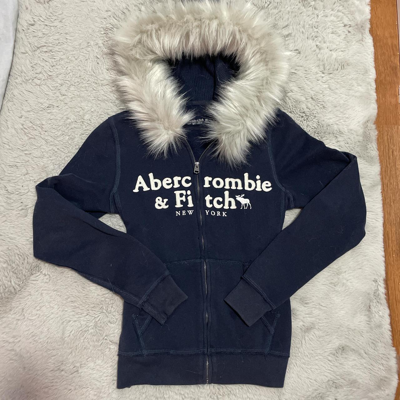 Abercrombie & Fitch Women's Navy and Blue Hoodie