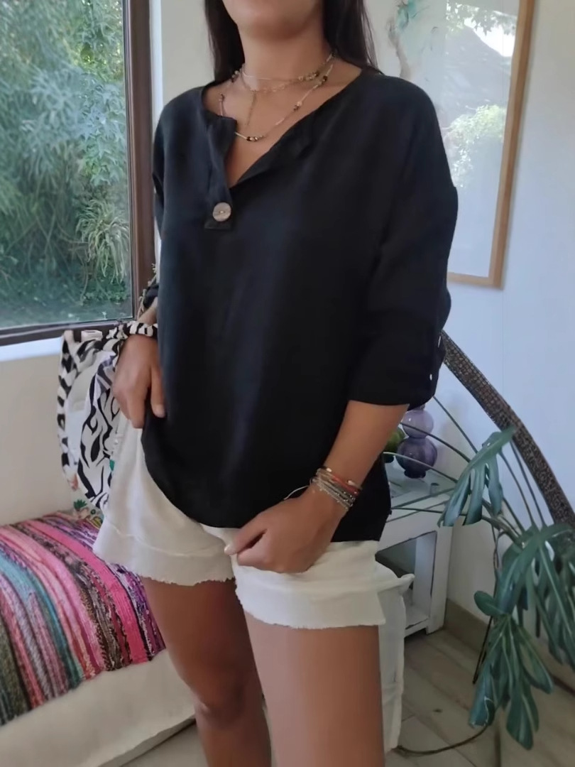 Women's Casual Cotton Buttons Tops