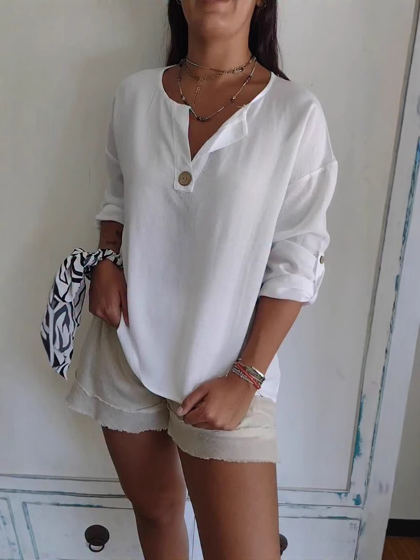 Women's Casual Cotton Buttons Tops