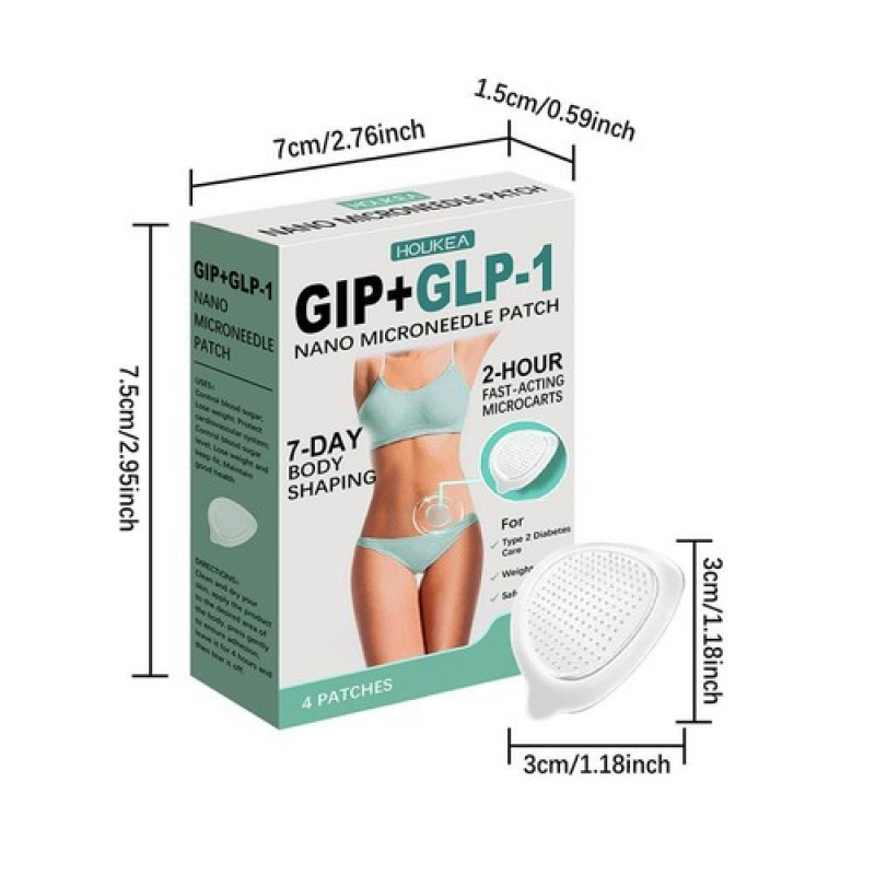 3X Nano Micro-needle Patch| GIP-GLP-1 Satiety Support Patch (4pcs)| Unisex Invisible Transdermal Patch for Daily Use