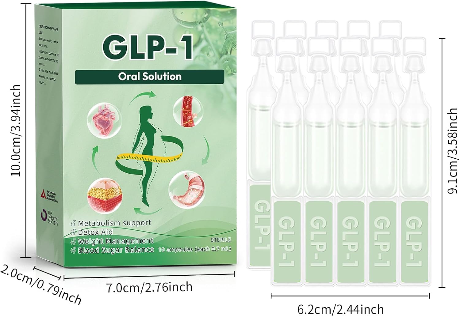 3box GLP-1 Support  Oral Solution - Natural Metabolism & Blood Sugar Dietary Supplement  - 30 Day Supply（1 box of 5 bottles）Transform Your Wellness