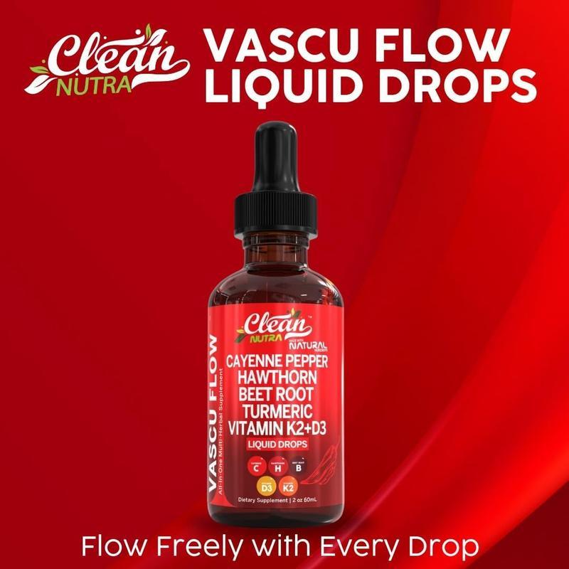 Cayenne Pepper Supplement Liquid Drops + Hawthorn Berry, Vitamin D3 K2 Organic Beet Root Powder, Ceylon Cinnamon, Turmeric Curcumin, Panax Ginseng
