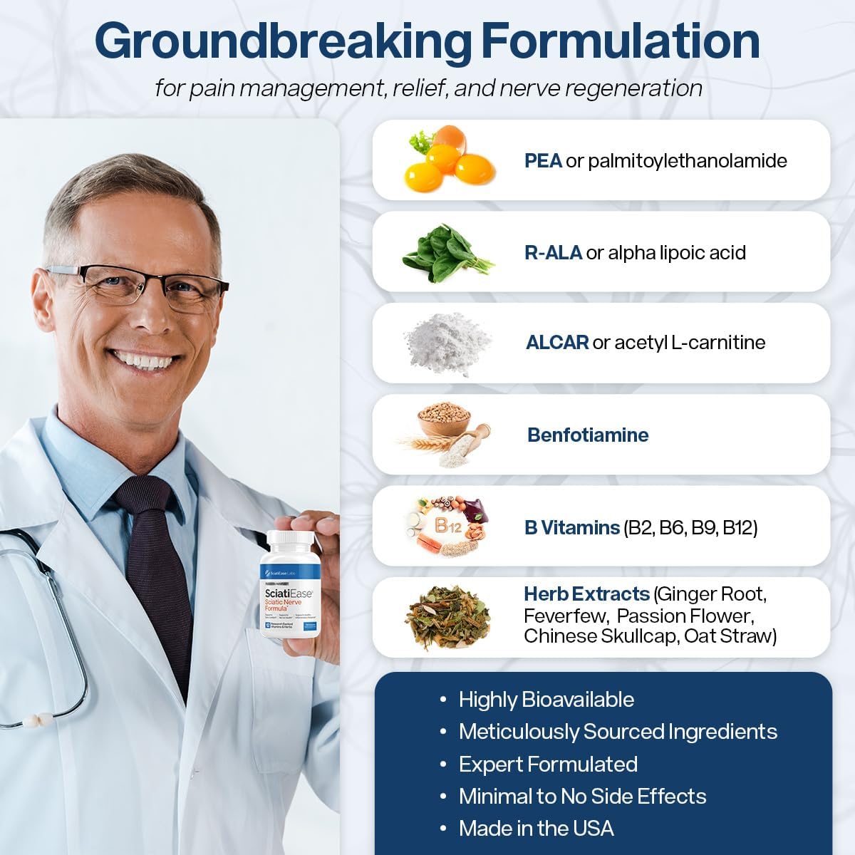 SciatiEase Sciatic Nerve Health Support Supplement - 120 Capsules