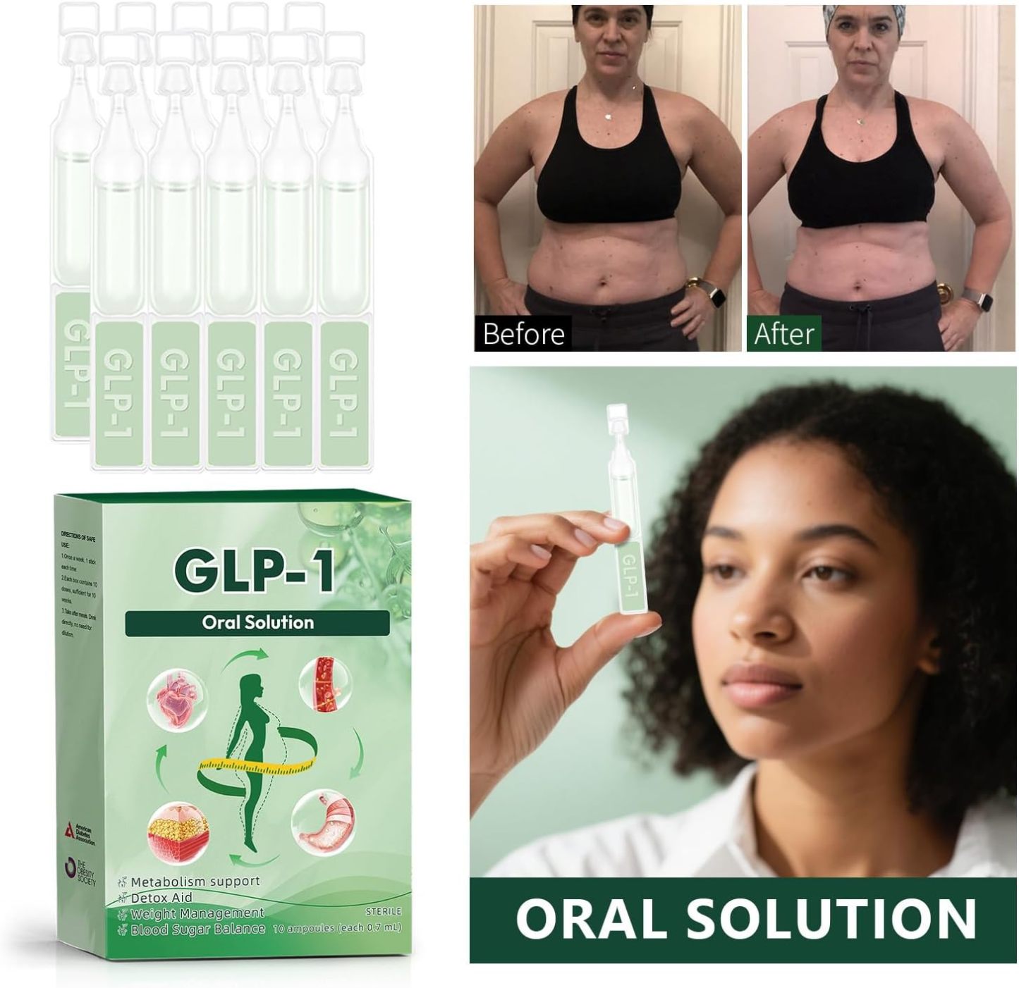 3box GLP-1 Support  Oral Solution - Natural Metabolism & Blood Sugar Dietary Supplement  - 30 Day Supply（1 box of 5 bottles）Transform Your Wellness