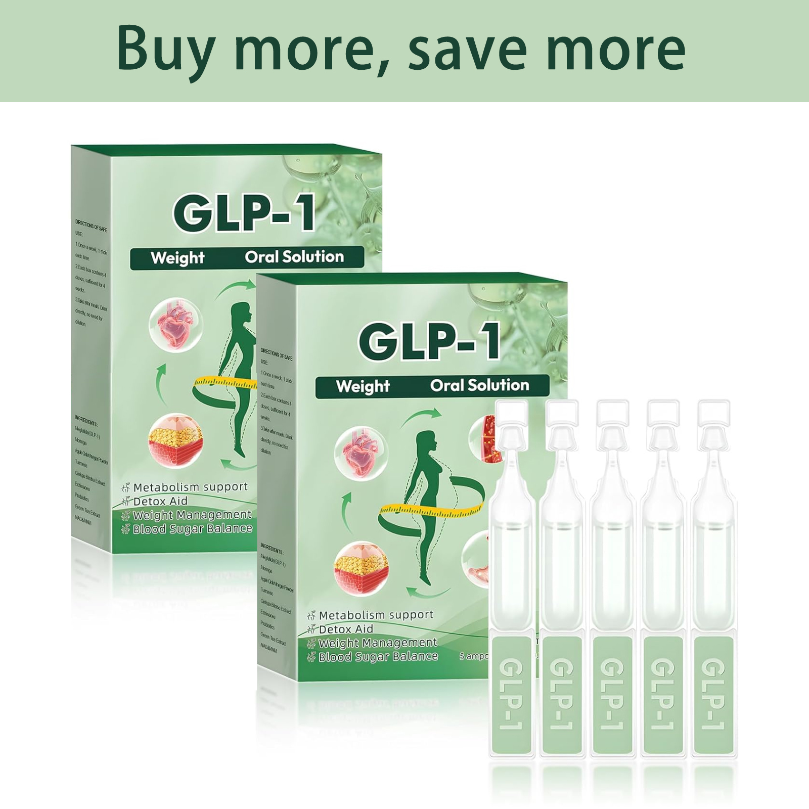 3box GLP-1 Support  Oral Solution - Natural Metabolism & Blood Sugar Dietary Supplement  - 30 Day Supply（1 box of 5 bottles）Transform Your Wellness