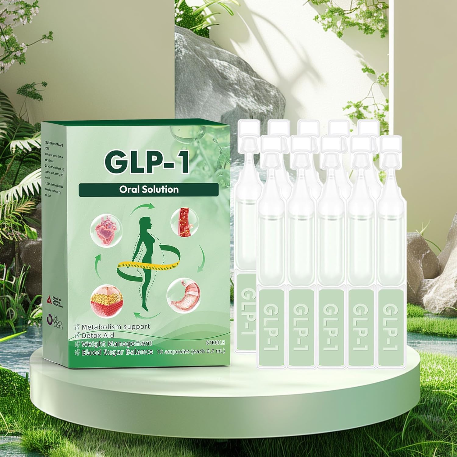 3box GLP-1 Support  Oral Solution - Natural Metabolism & Blood Sugar Dietary Supplement  - 30 Day Supply（1 box of 5 bottles）Transform Your Wellness