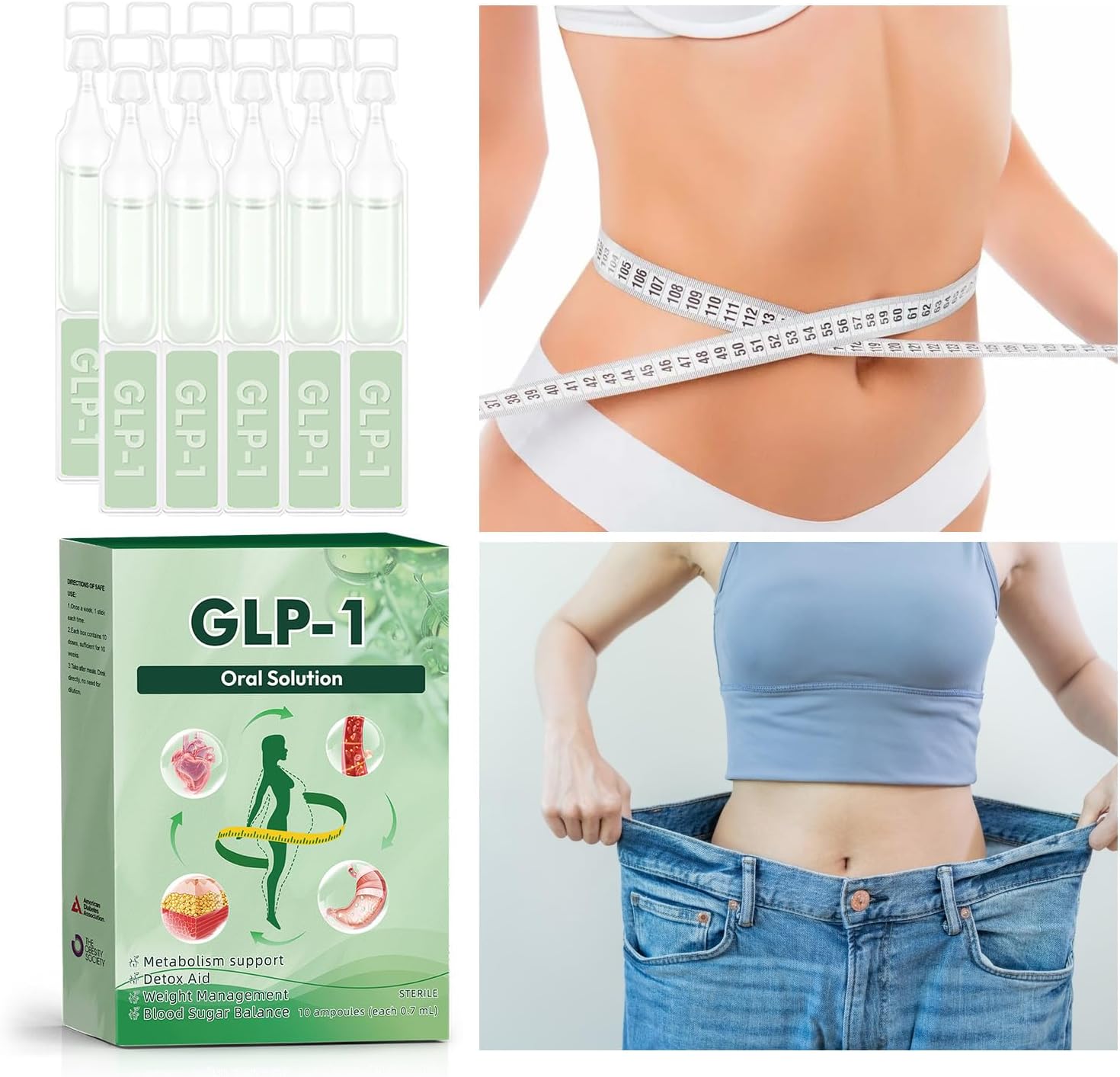 3box GLP-1 Support  Oral Solution - Natural Metabolism & Blood Sugar Dietary Supplement  - 30 Day Supply（1 box of 5 bottles）Transform Your Wellness