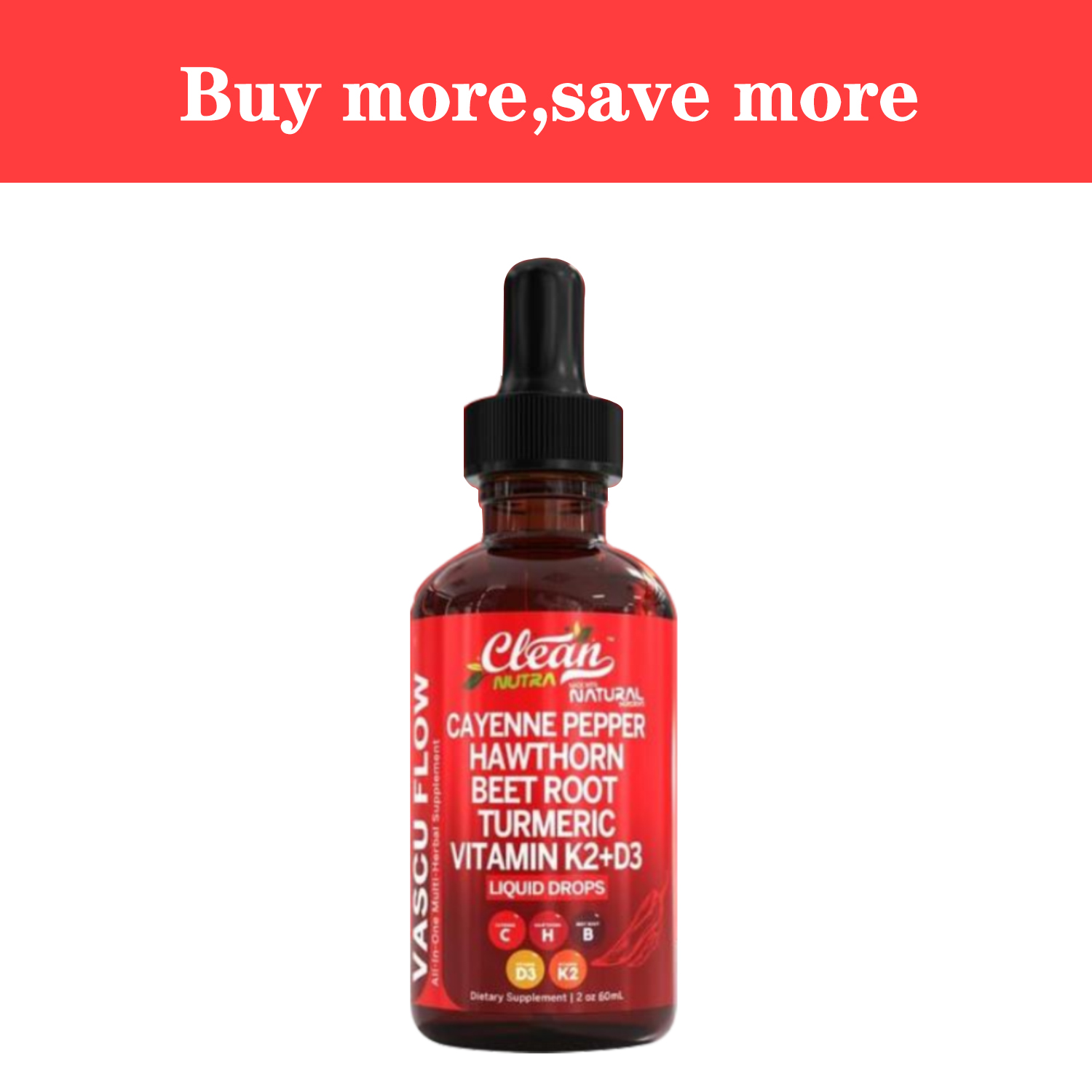 Cayenne Pepper Supplement Liquid Drops + Hawthorn Berry, Vitamin D3 K2 Organic Beet Root Powder, Ceylon Cinnamon, Turmeric Curcumin, Panax Ginseng