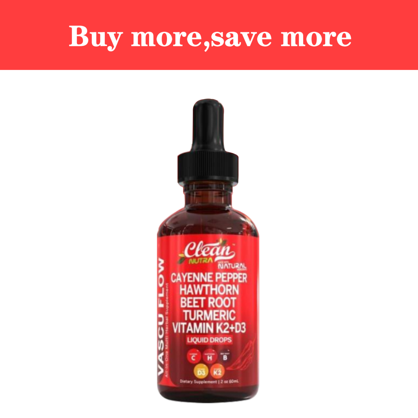 Cayenne Pepper Supplement Liquid Drops + Hawthorn Berry, Vitamin D3 K2 Organic Beet Root Powder, Ceylon Cinnamon, Turmeric Curcumin, Panax Ginseng