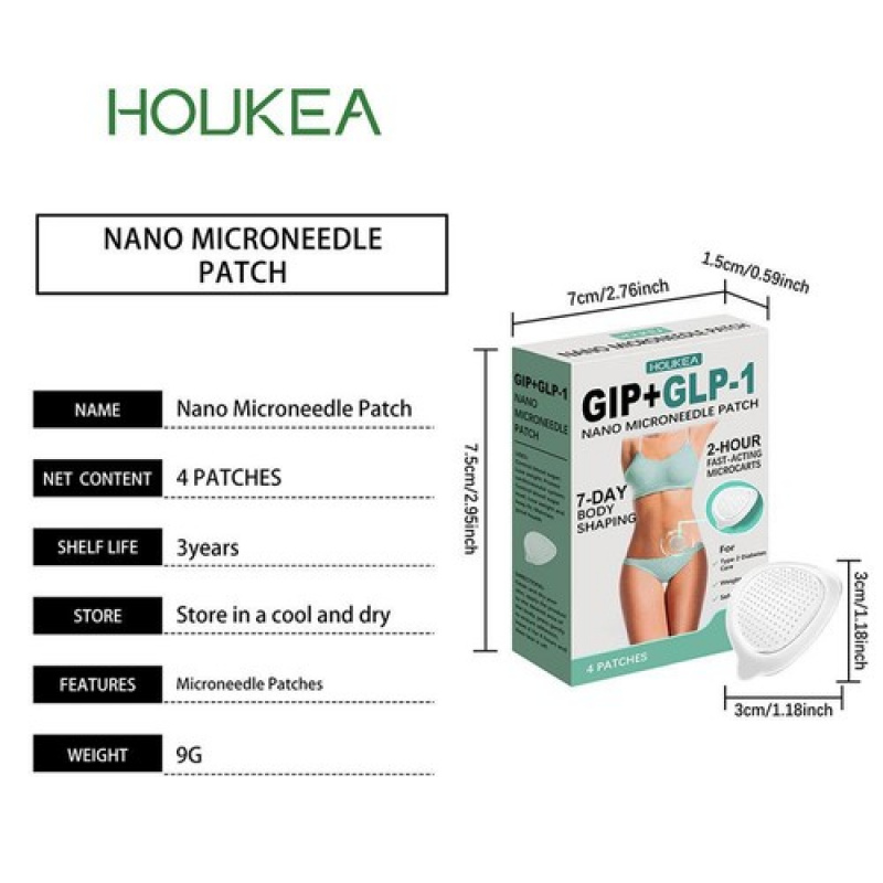 3X Nano Micro-needle Patch| GIP-GLP-1 Satiety Support Patch (4pcs)| Unisex Invisible Transdermal Patch for Daily Use