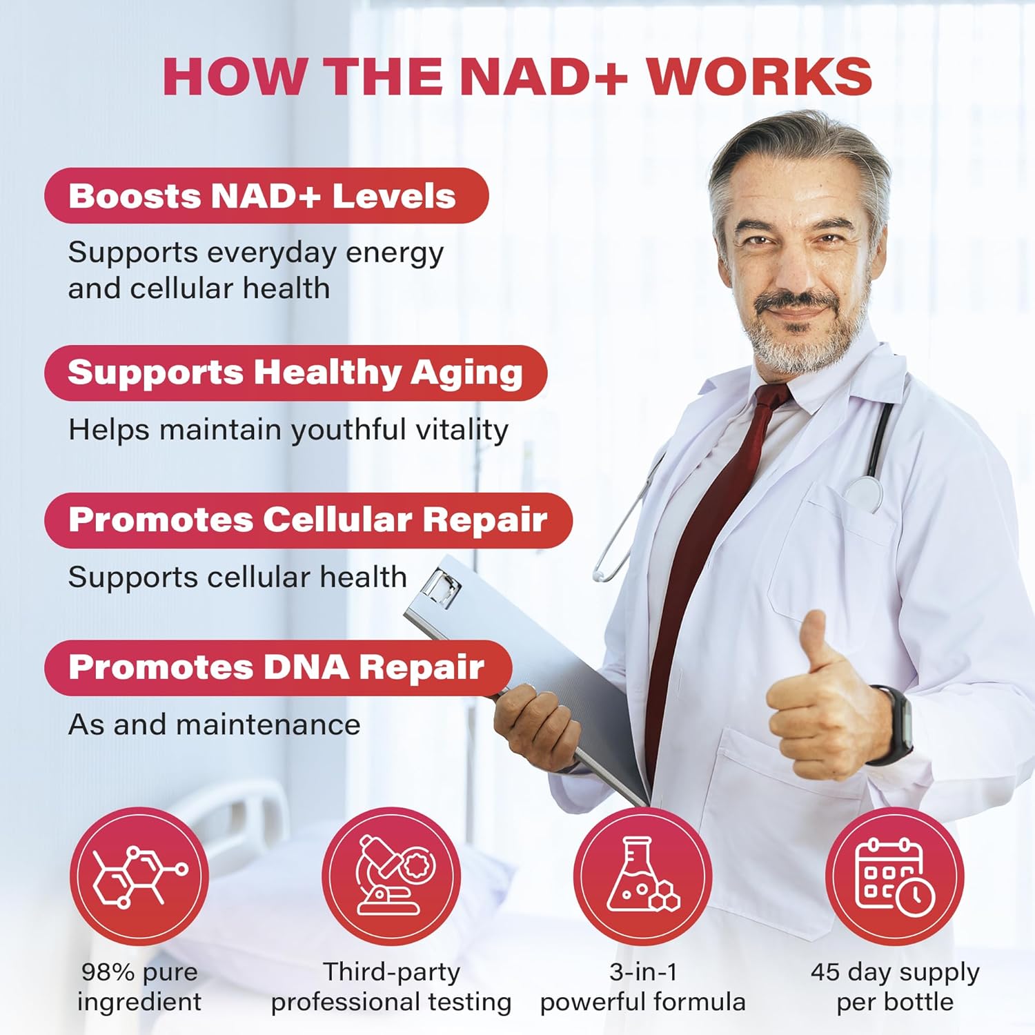 30PCS ZOOONE NR1000 - NAD+ Berry Flavor Drink Mix For Skin Aging Support Energy