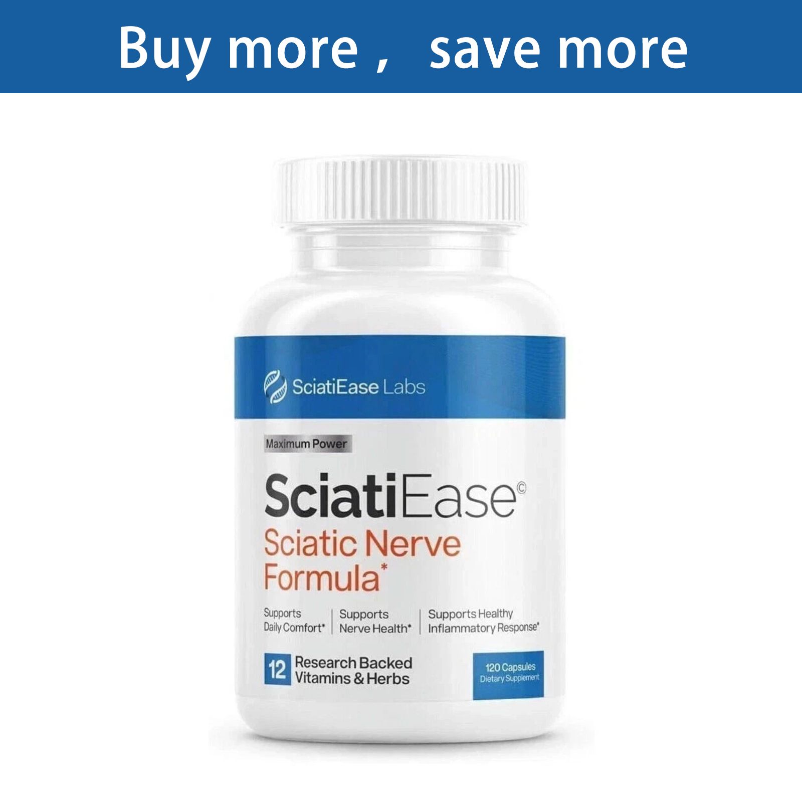 SciatiEase Sciatic Nerve Health Support Supplement - 120 Capsules