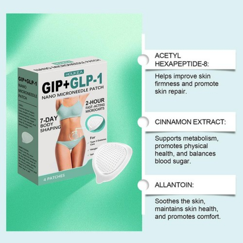 3X Nano Micro-needle Patch| GIP-GLP-1 Satiety Support Patch (4pcs)| Unisex Invisible Transdermal Patch for Daily Use