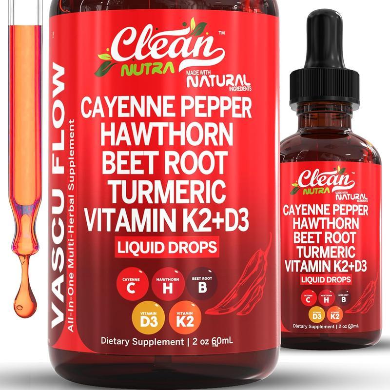[Copy]Cayenne pepper supplement liquid drops hawthorn berry, vitamin D3 K2 organic beet root powder, Ceylon cinnamon, turmeric curcumin, panax ginseng