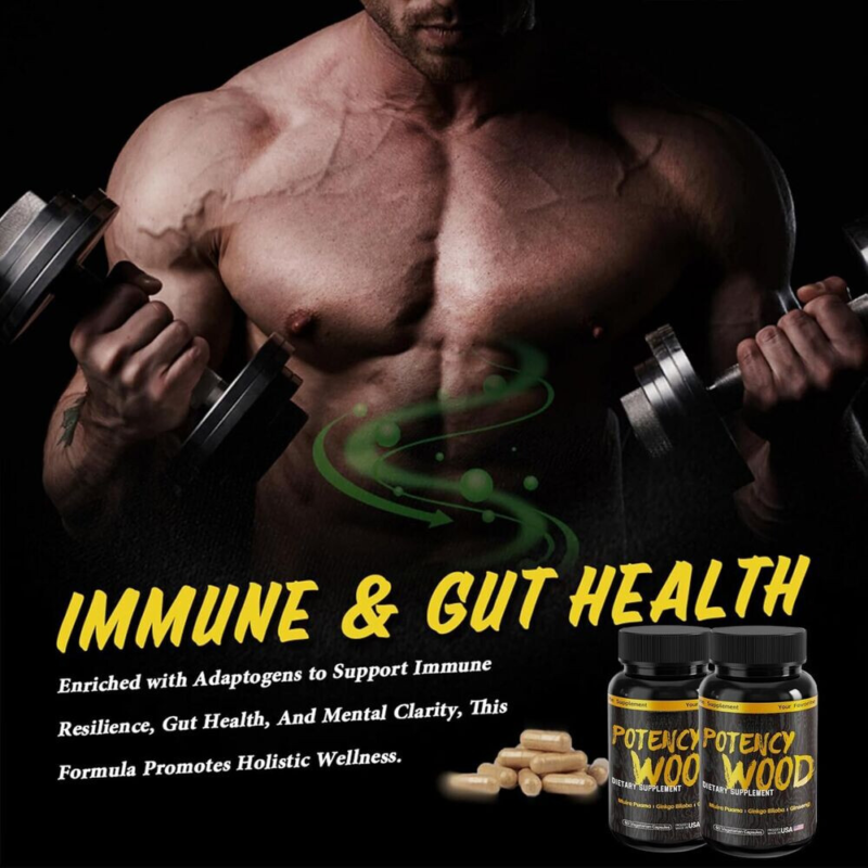 【1pack】Potency Wood Ginseng Ashwagandha GingkoTribulus,Herbal Supplements 60 Capsules,Adaptogen Energy Stamina lmmune AntioxidantsGut Health