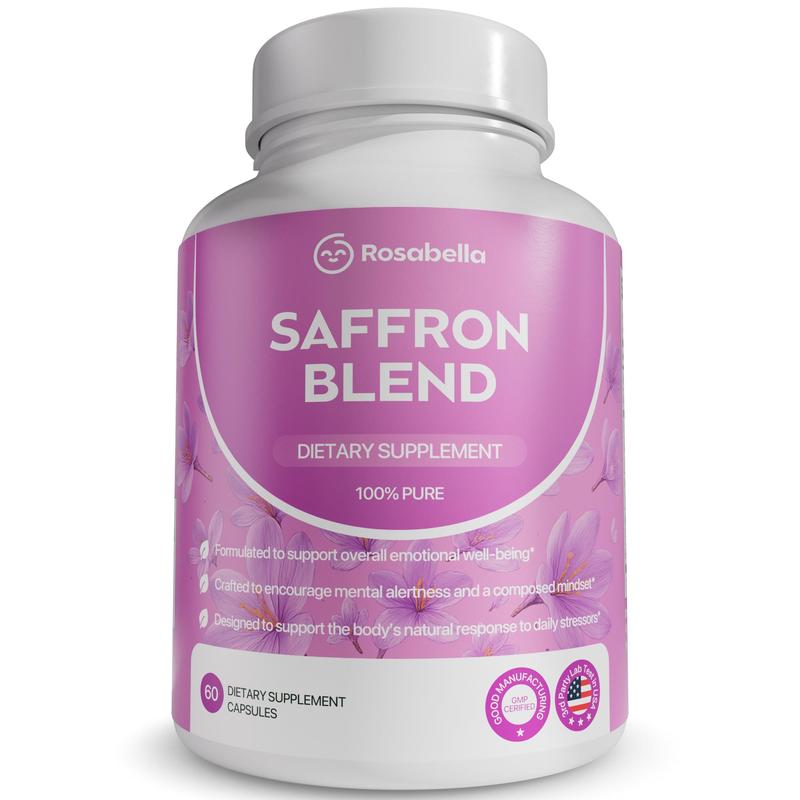 Rosabella Saffron Supplement [88mg] for Mental Clarity, Digestion, Positive Mood & Blue Light Eye Health - Vegan