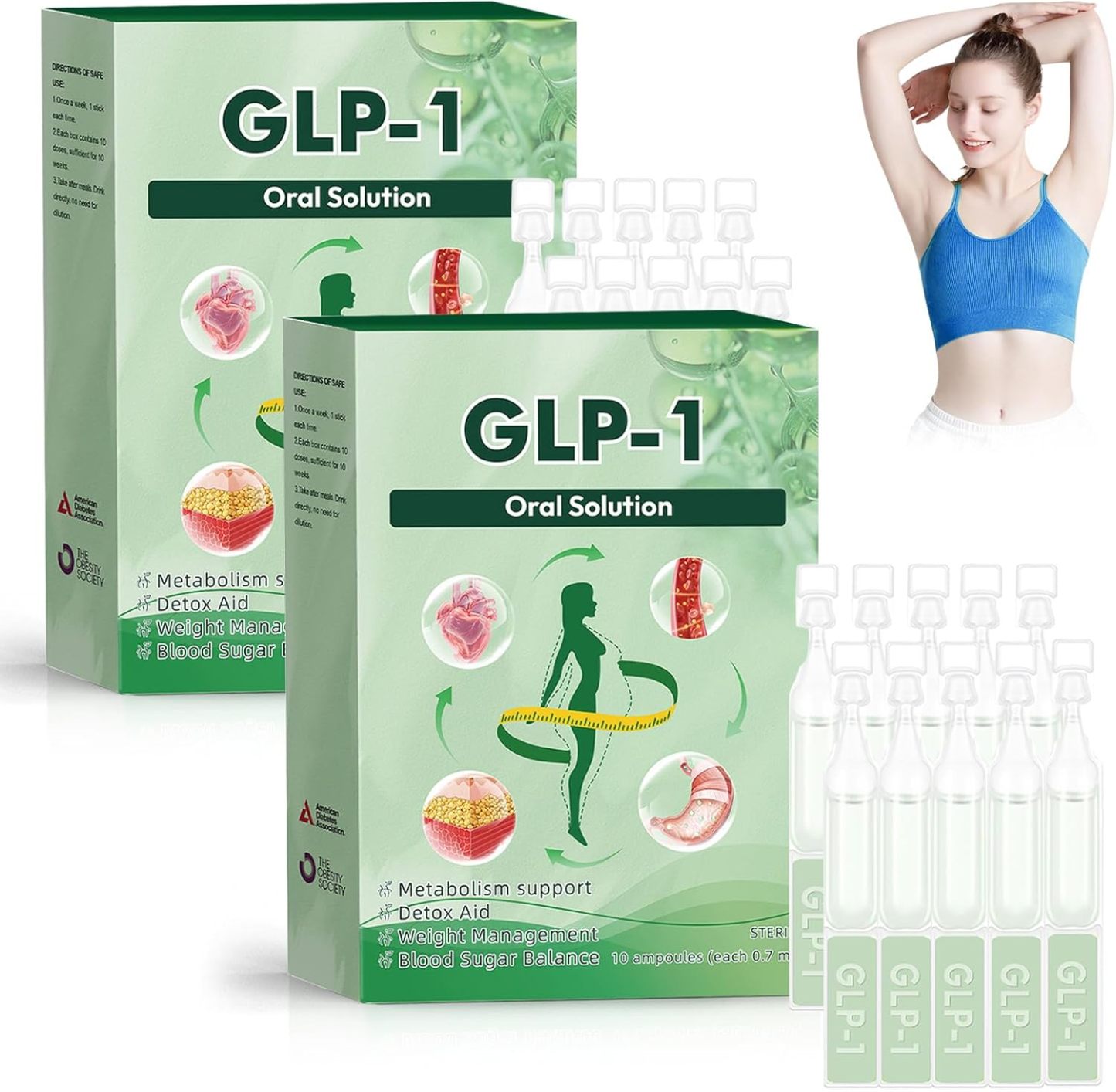 3box GLP-1 Support Oral Solution - Natural Metabolism & Blood Sugar Dietary Supplement - 30 Day Supply（1 box of 5 bottles）Transform Your Wellness