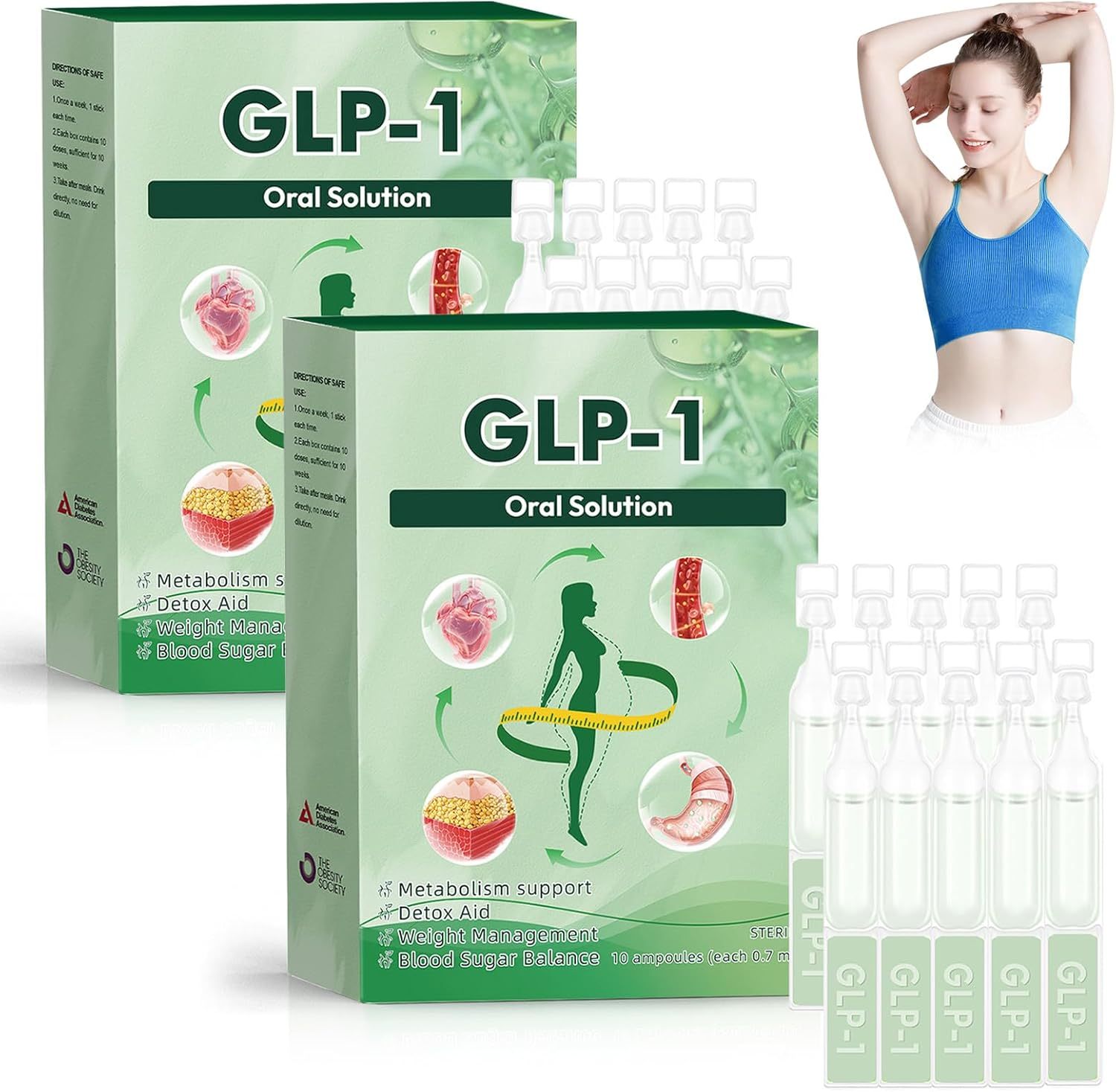3box GLP-1 Support Oral Solution - Natural Metabolism & Blood Sugar Dietary Supplement - 30 Day Supply（1 box of 5 bottles）Transform Your Wellness