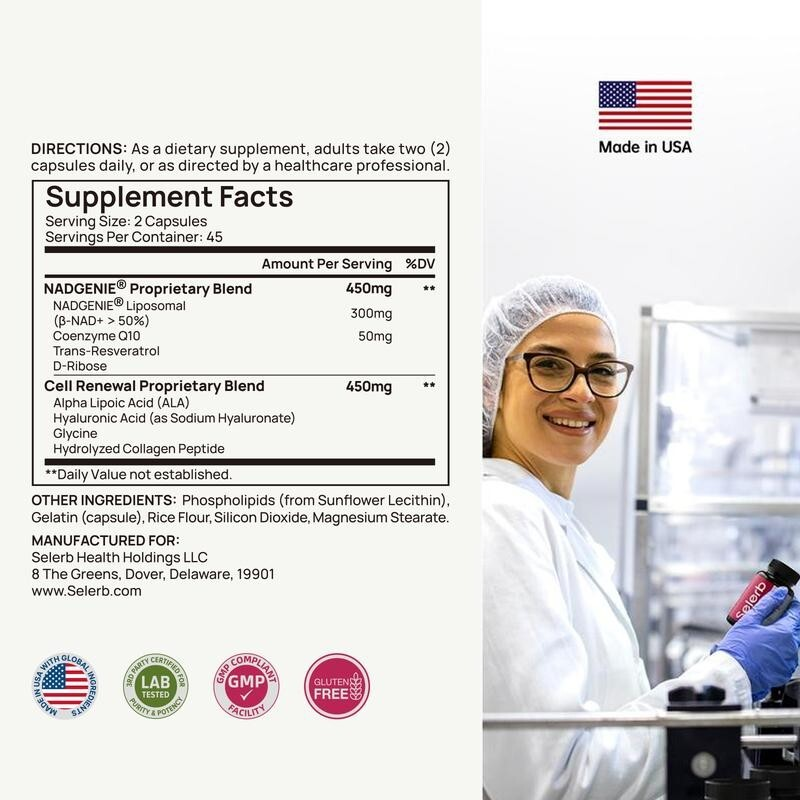 Selerb NAD+ For Women – 8-in-1 Liposomal Formula for Skin & Cellular Health