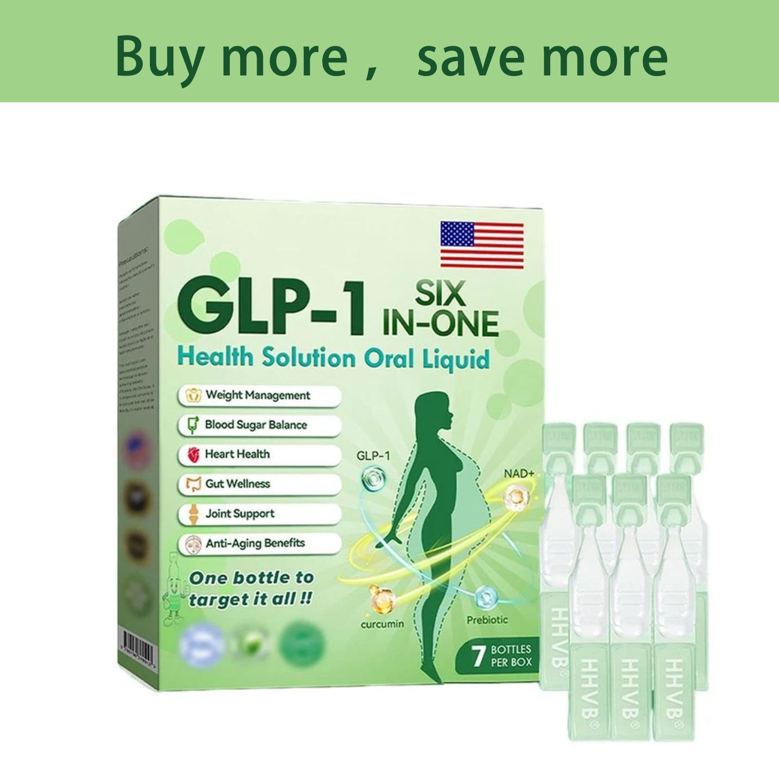 Transform Your Wellness!GLP - 1 Six - in - One Oral Liquid - All - in - One Health Solution.5 Boxes (5*7PCS)