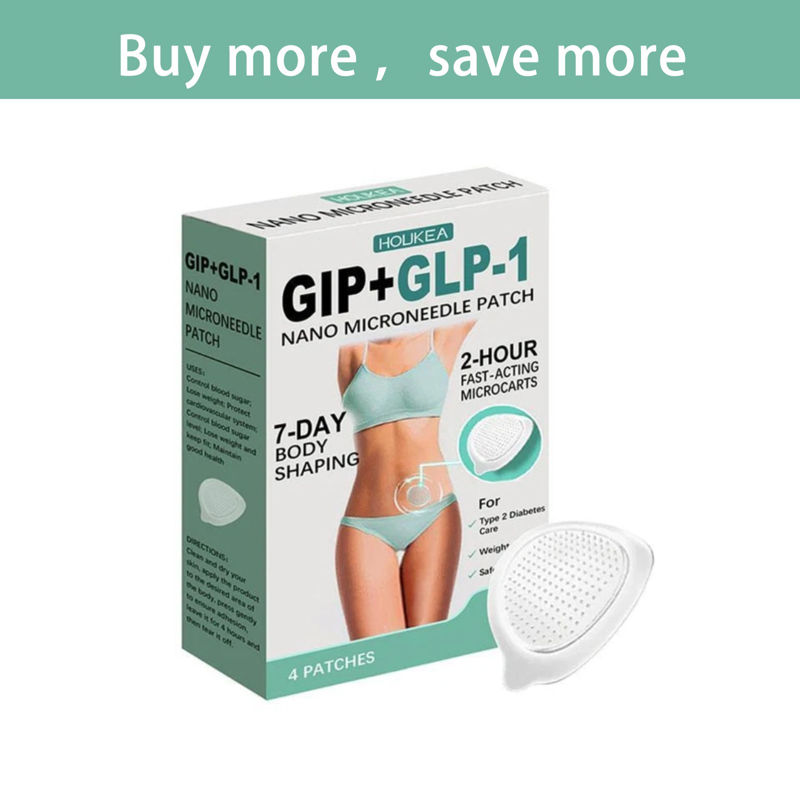3X Nano Micro-needle Patch| GIP-GLP-1 Satiety Support Patch (4pcs)| Unisex Invisible Transdermal Patch for Daily Use