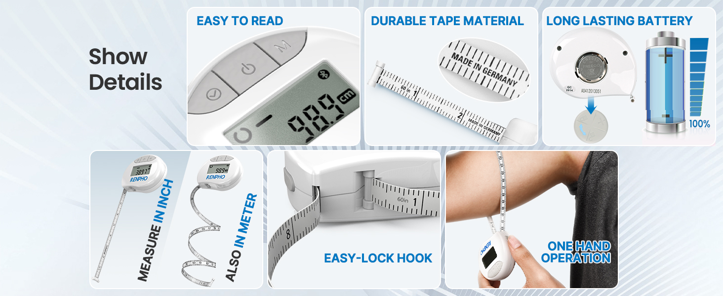 Body Tape Measure with Smart App Bluetooth Measuring Tapes for Body Measuring