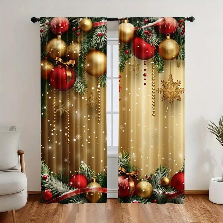 Christmas ball holiday printed curtains