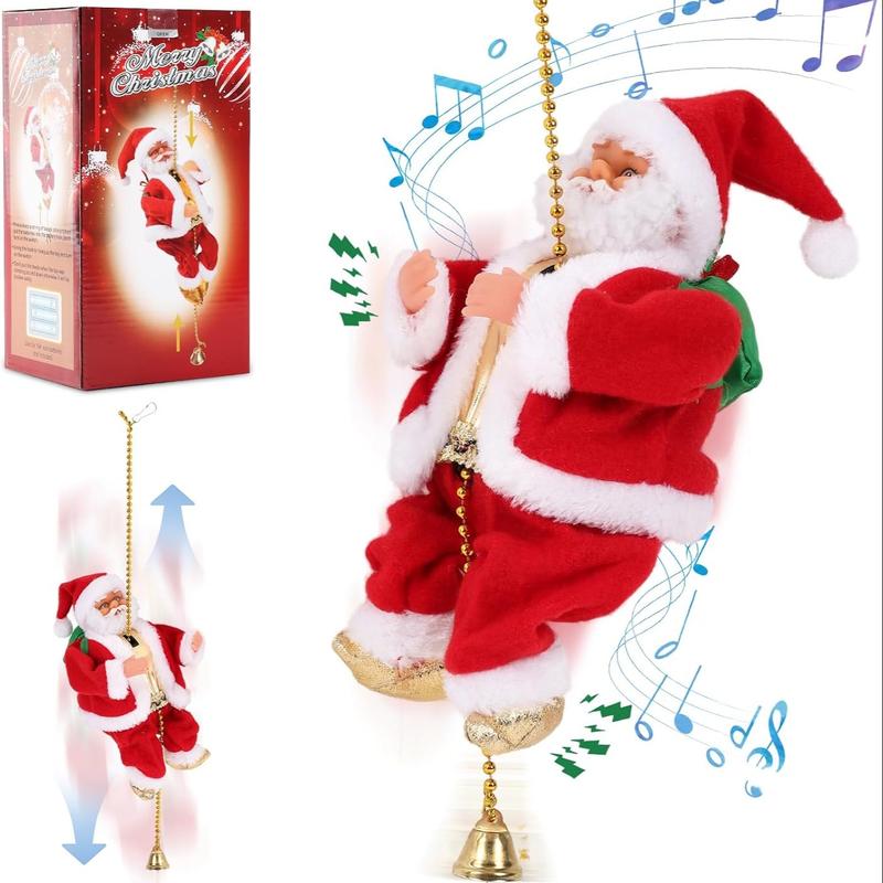 Electric Santa Climbing Rope, Battery Powered Christmas Decoration, Up and Down Climb, Holiday Party Supplies, Home Decor
