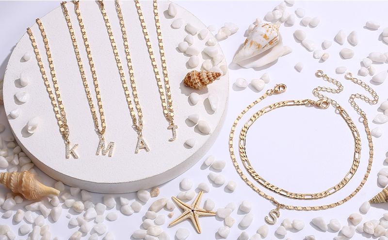 Letter Layered Ankle Bracelets for WomenDainty Chain Initial Pendant Anklets Set NonTarnish Alphabetical Ankle A-Z Gifts for GirlsCostume Accessories