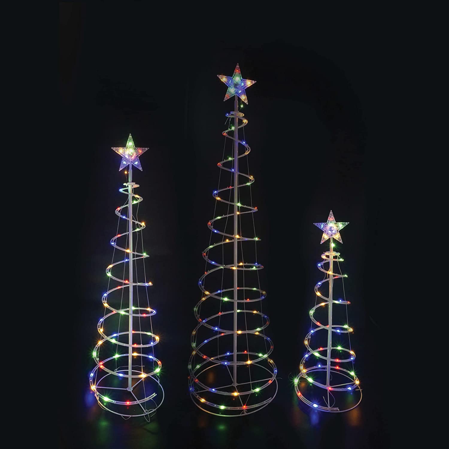 Lighted Spiral Christmas Tree Set LED Warm White - 3 Pcs