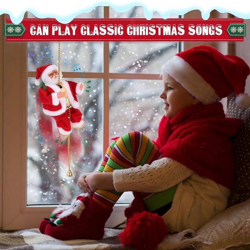 Electric Santa Climbing Rope, Battery Powered Christmas Decoration, Up and Down Climb, Holiday Party Supplies, Home Decor