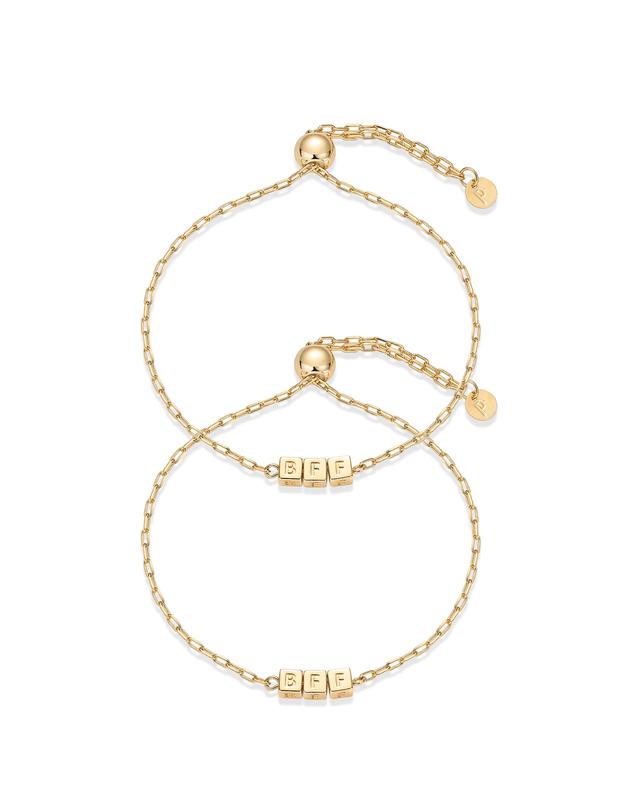 18K Gold Plated Adjustable Matching Bracelets for Women – Heart Charm and BFF Friendship Styles