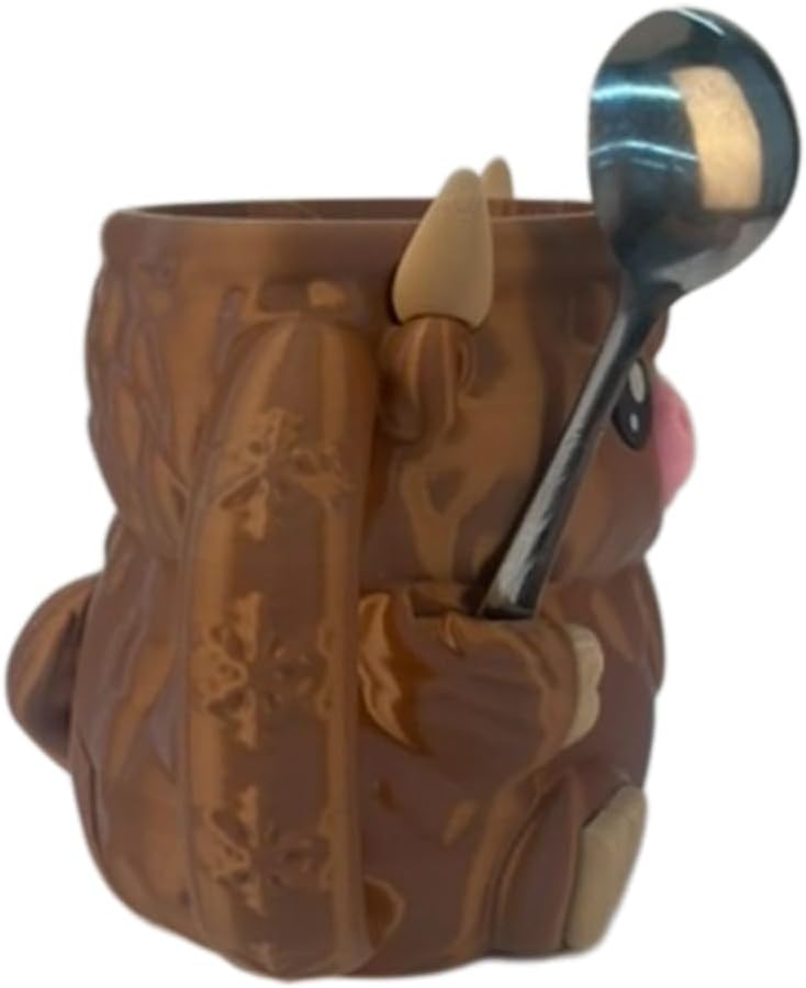 Highland Cow Ice Pint Holder, Cute Cow Ice Cream Pint Holder, Anti-Freeze Hands Ice Cream Sundae with Spoon Slot, Secret Snack Drawer, Reusable Ice Cream, Gift (Pink-1 with Spoons)