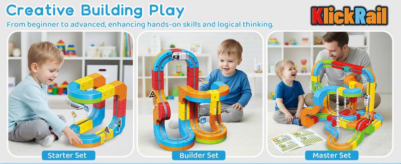 Electric Train Set Flexible Race Track for Kids 4 6 7 8, 48 Pcs Car Track for Toddlers 3-5, Building Toy Train Track Gravity-Defying 3D Embedded Layouts & Motorized Car, STEM Learning Gift