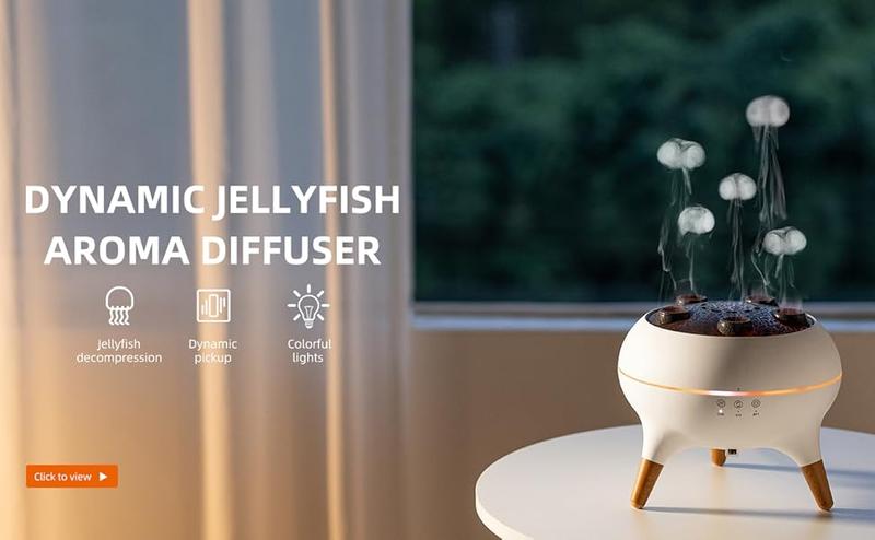 Dynamic Censer Humidifier & Jellyfish Essential Oil Diffuse - 7 Color-Changing Lights ,Remote Control ,4H/8H Timer Setting, Auto Shut-Off 250mL