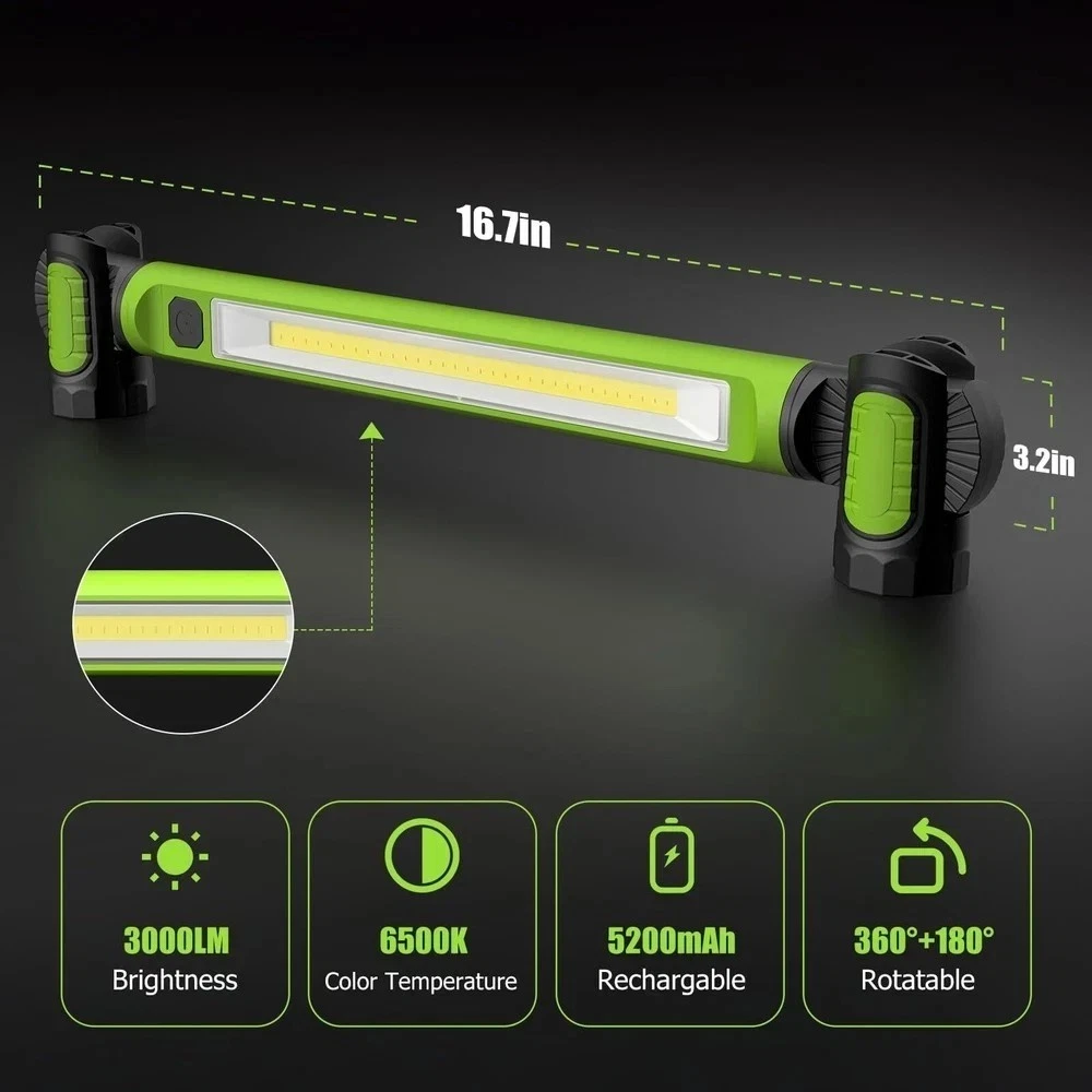 3000LM Magnetic Rechargeable LED Work Light