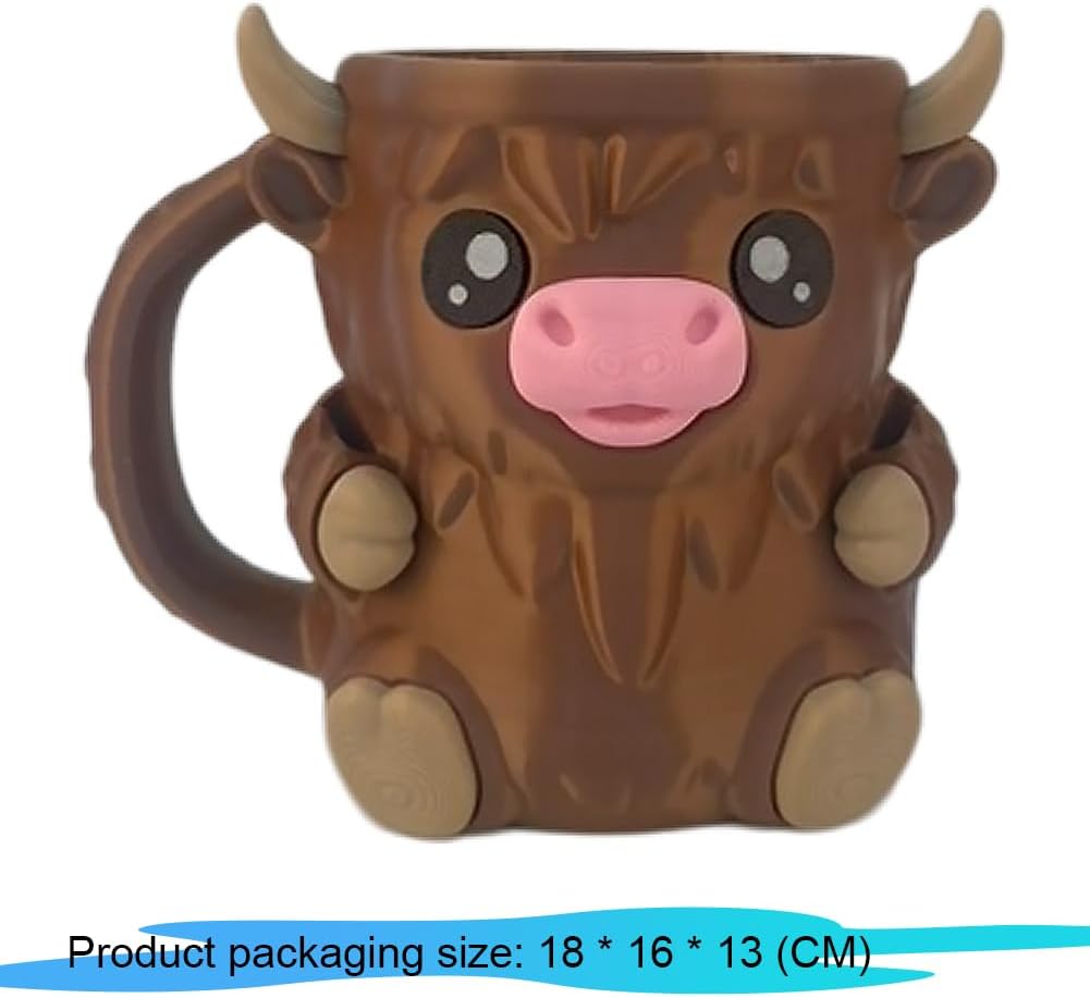 Highland Cow Ice Pint Holder, Cute Cow Ice Cream Pint Holder, Anti-Freeze Hands Ice Cream Sundae with Spoon Slot, Secret Snack Drawer, Reusable Ice Cream, Gift (Pink-1 with Spoons)