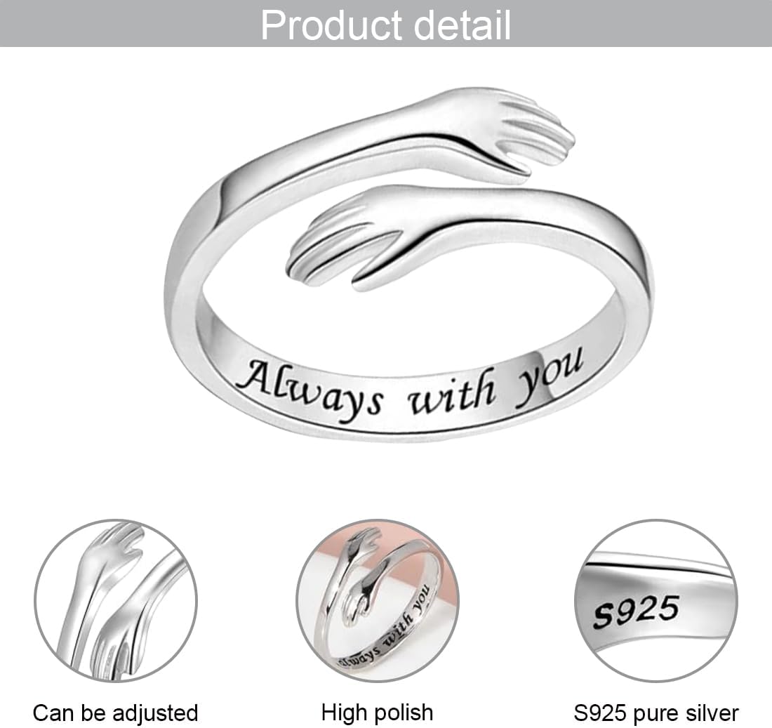 925 Sterling Silver Adjustable Hug Ring